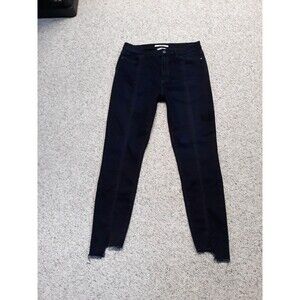 30 Sam Edelman The Stiletto High Rise Skinny Ankle Dark Wash Raw Split Step Hem